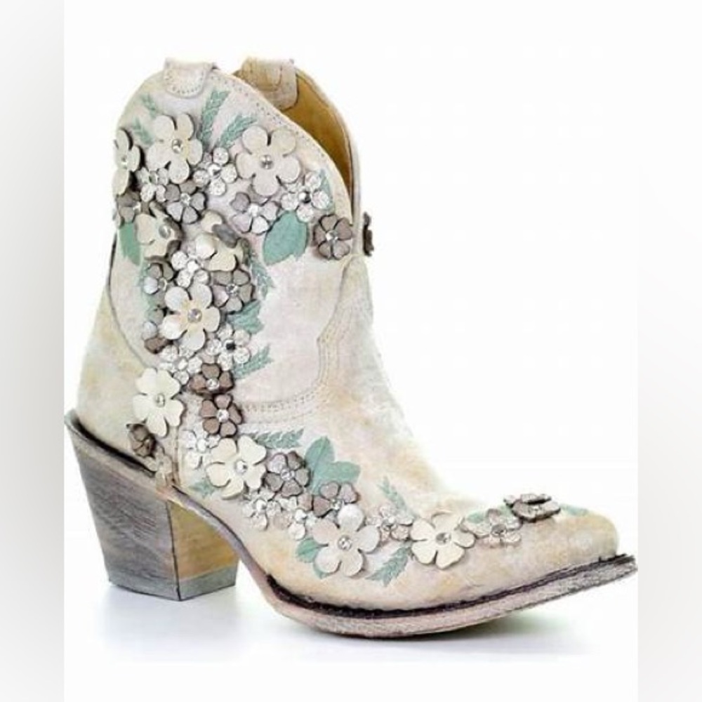 Corral Floral Embellished Western Bootie